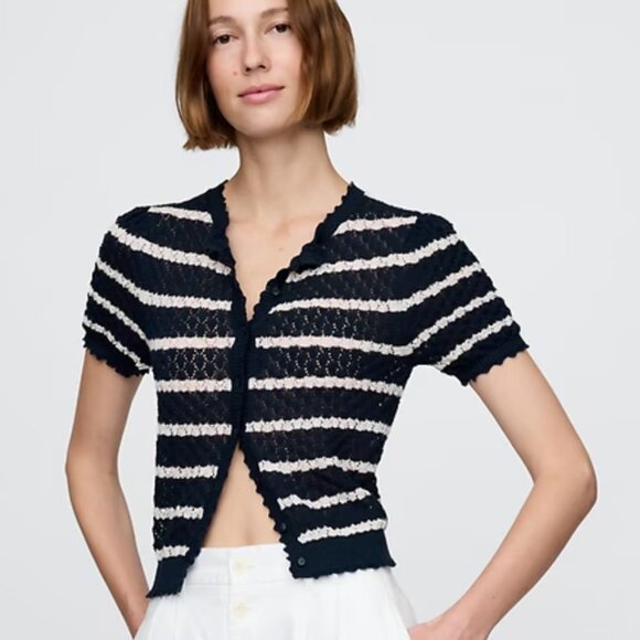 Doen x Gap Linen-Blend Pointelle Cardigan size Small - Picture 1 of 7